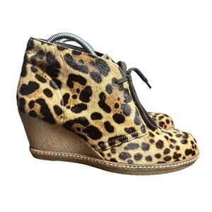 J.Crew Macalister Leopard Calf Hair Wedge Booties - Size 7